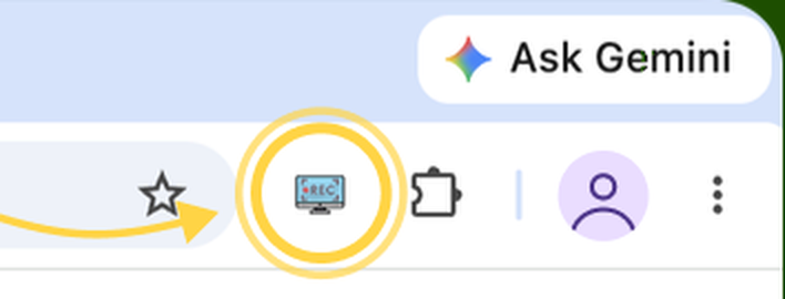 The Screen To GIF icon pinned in Chrome's toolbar, ringed, with an arrow labelled 'click the pinned icon'.
